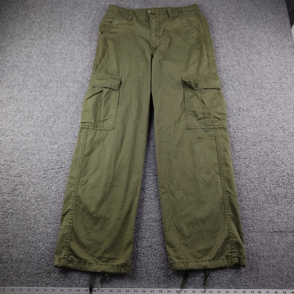Levis 94 Baggy Cargo Pants Olive Green Wide Leg 30x30 Womens Trousers OG 107